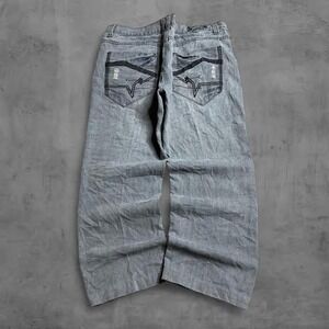 Vintage Fusai Japanese Embroidered Baggy Wide Leged Denim Y2k Archive Jeans